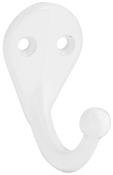 Single Clothes Hook, White, 2 Pack