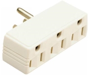 White 15 Amp 125 Volt Triple Outlet Adapter