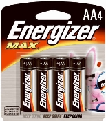 AA Alkaline Batteries, 4 Pack