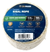1/4" X 50' Twisted Sisal Rope, Natural