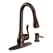 Annabelle Single Handle Pull Down Kitchen Faucet With Soap Dispenser, Mediterranean Bronze
