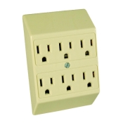 Ivory 15 Amp 3 Wire 6 Plug-In Adapter