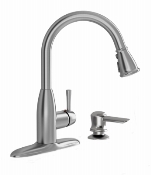 Pull Down Kitchen Faucet With Soap Dispenser, Stainless