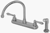 2 Handle High Arc Kitchen Faucet With Sprayer, Brushed Nickel