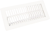 US Hardware V-102WB Floor Register, 4 in W x 8 in H Duct Opening, Steel, White