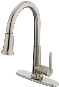 Single Handle Kitchen Faucet With Pull Down Handle, Brushed Nickel