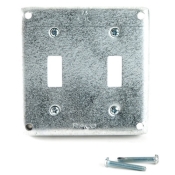 Raco 803C Exposed Work Cover, 4-3/16 In L, 4-3/16 In W, Square, Galvanized Steel, For 2 Toggle Switches