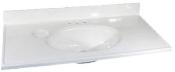 Foremost 37" x 19" Cultured Marble 1 Bowl Vanity Top - White On White