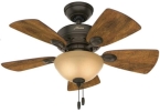 Ceiling Fan with Light, 120 V, 33 W, 3-Speed, 5-Blade, 34 In