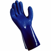 PVC Chemical Gloves, Long Cuff, Blue, Men's L