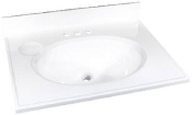 Foremost 25" x 19" Cultured Marble 1 Bowl Vanity Top - White