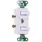 White 15 Amp 120/227 Volt Double Toggle Switch