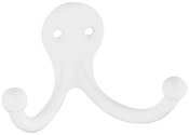 Double Clothes Hook, White, 2 Pack