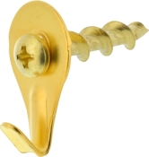 Hillman Self-Drilling Brass Wall Dogs with Picture Hanging Hook 50lb