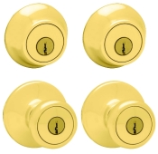 Tylo Entry Locksets with 2 Single Cylinder Deadbolts - Polished Brass