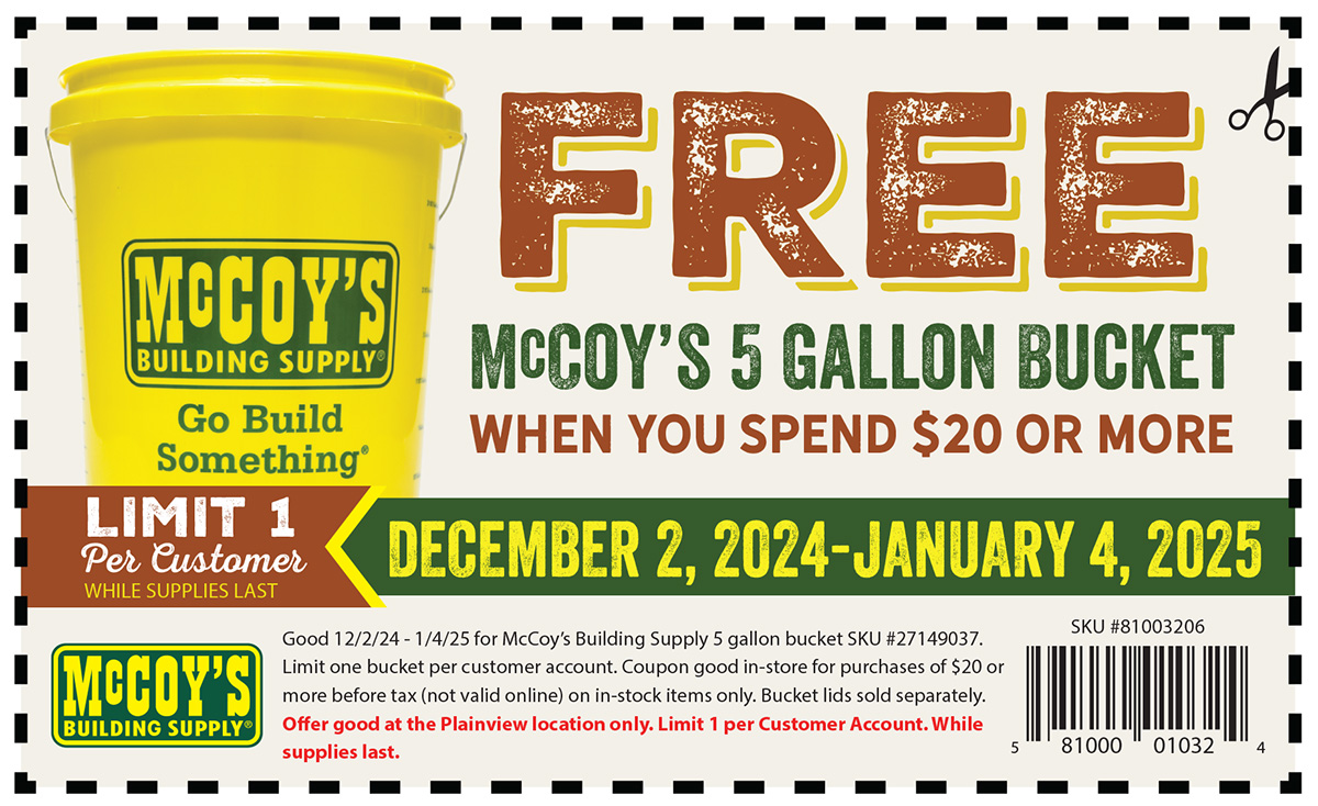 Plainview Yellow Bucket Coupon