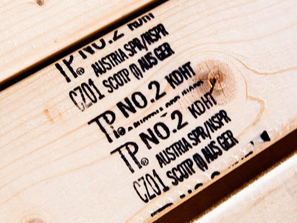 Wood label and grading info example